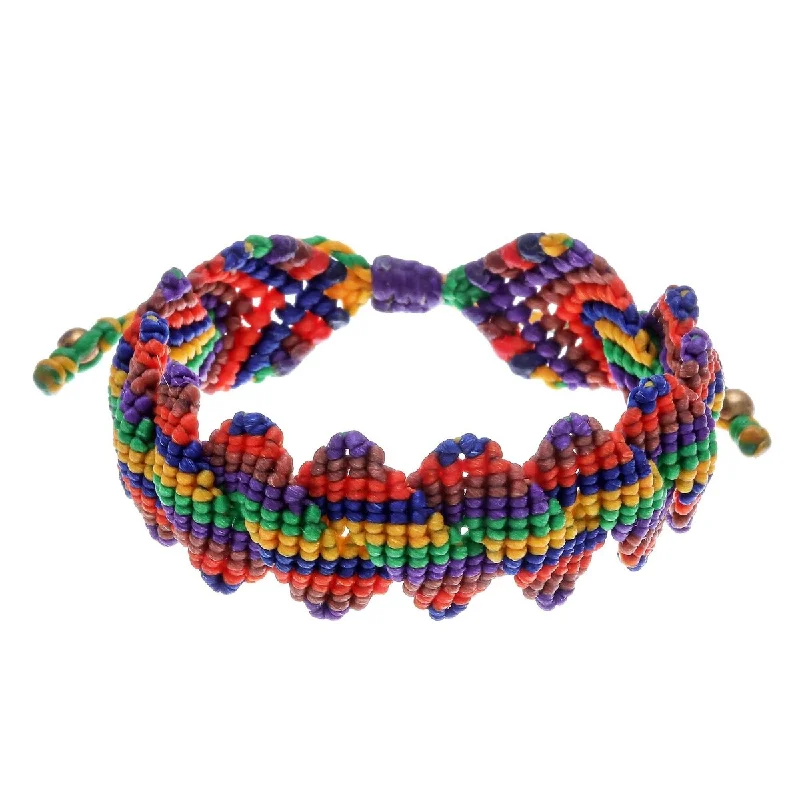 Faith charm bangles-NOVICA Rainbow Cascade, Hand-knotted macrame bracelet