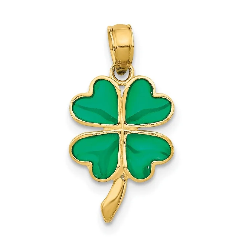 Fox charm necklaces-Curata 14k Yellow Gold 18" 4 leaf Clover Translucent Acrylic Pendant Necklace