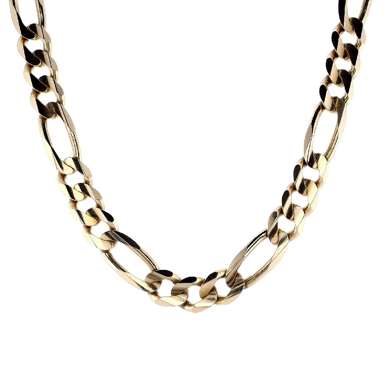 Retro deco necklaces-Estate 14k Yellow Gold 10.3mm Wide Figaro Chain Necklace