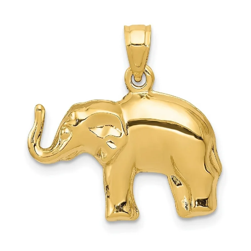 Drape-style necklaces-Curata 14k Yellow Gold 18" Polished Elephant Pendant Necklace - 21.5x21.1mm