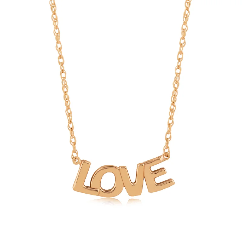 Clean-line necklaces-14k "Love" Pendant Necklace