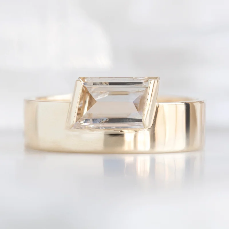 Mixed metal engagement rings-The Cigar Band | 0.89ct Geometric Champagne Diamond in 14K Yellow Gold