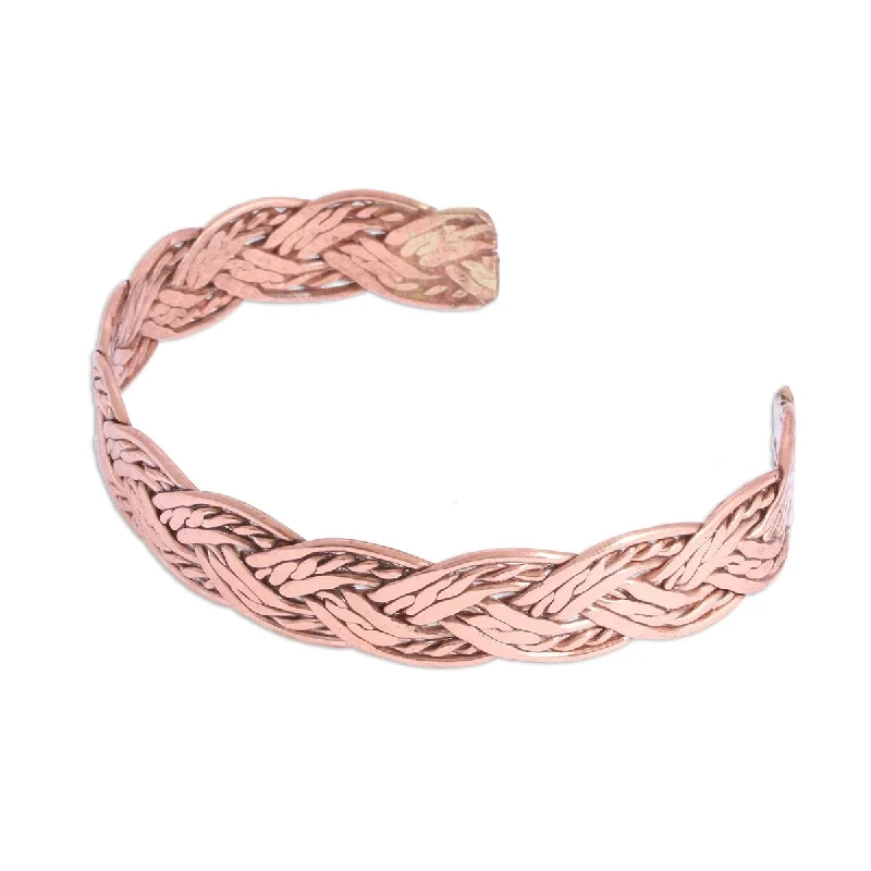 Bead row bangles-NOVICA Brilliant Weave, Copper cuff bracelet