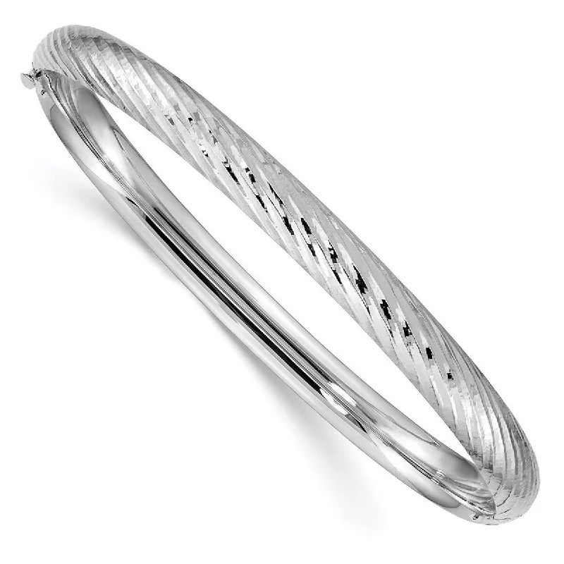 Chunky cuff bangles-Curata 14k White Gold 4/16 Textured Cuff Stackable Bangle Bracelet