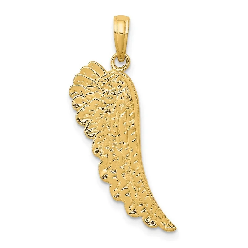 Round drop necklaces-Curata 14k Yellow Gold Solid 18" Angel Wing Pendant Necklace - 27.4x20mm