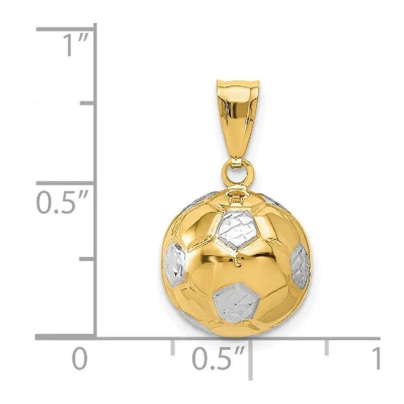 Thick link necklaces-Curata 14k Yellow Gold 18" 16.9x12.4mm Sparkle-Cut Soccer Ball Necklace