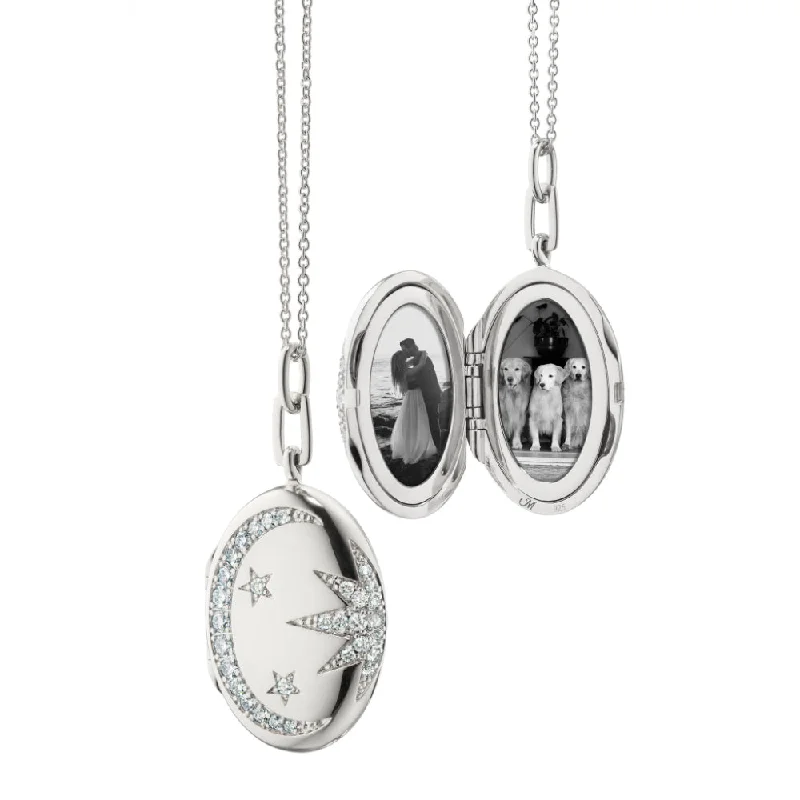 Subtle filigree necklaces-Monica Rich Kosann Galaxy White Sapphire Locket Necklace