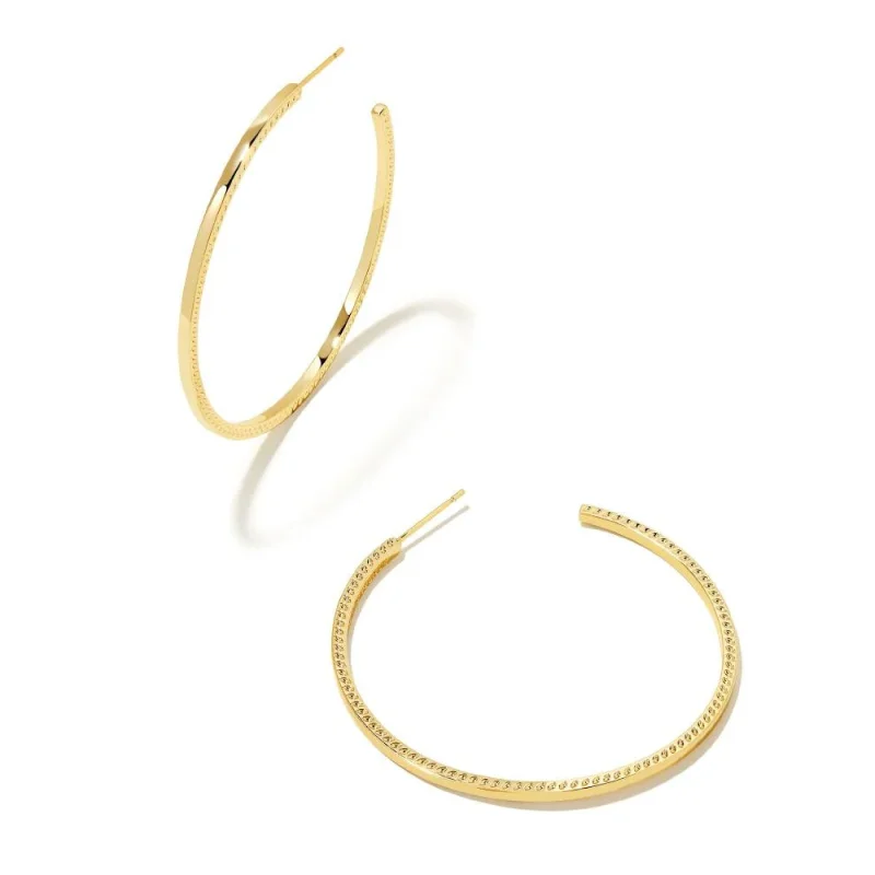 Bold cuff earrings-Kendra Scott | Sylvie Large Hoop Earrings in Gold