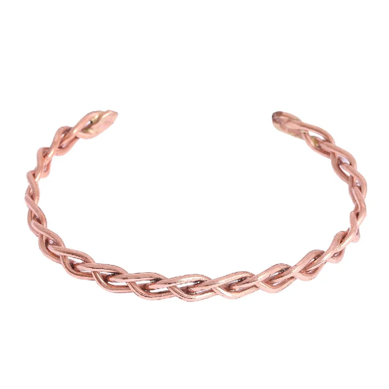 Glossy link bangles-NOVICA Brilliant Braid, Copper cuff bracelet