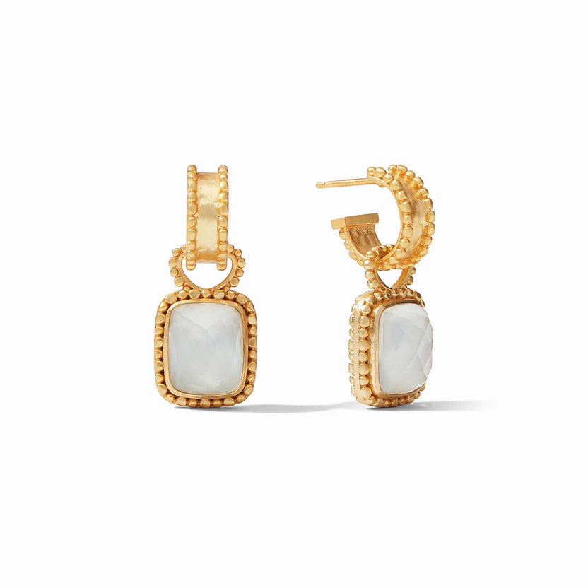 Silk fringe earrings-Julie Vos | Marbella Gold Hoop Earrings & Charm in Iridescent Clear