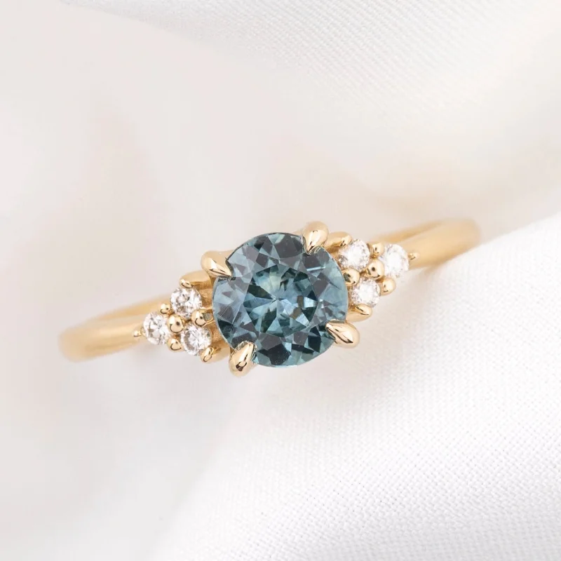 Engraved initial engagement rings-Teresa Ring Blue Montana Sapphire, 14k Yellow Gold (One of a kind)