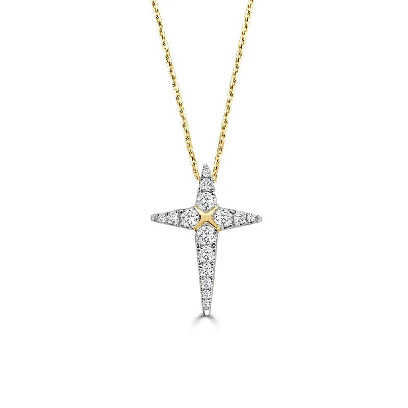 Clear crystal necklaces-14k Diamond Cross Pendant Necklace