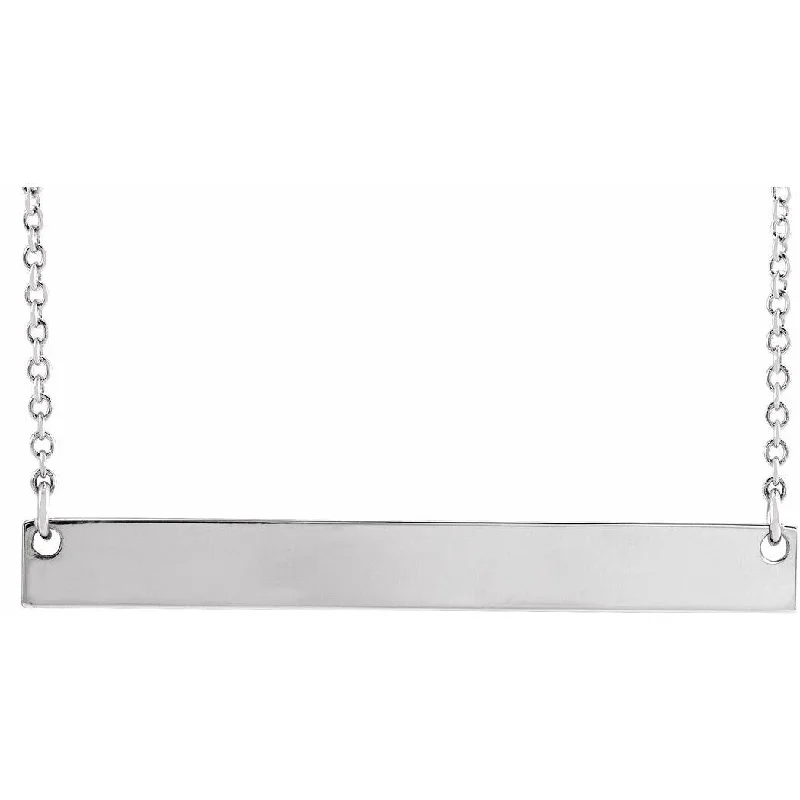 Bali style necklaces-Curata 14k White Gold 34x4mm Polished Bar 18" Necklace