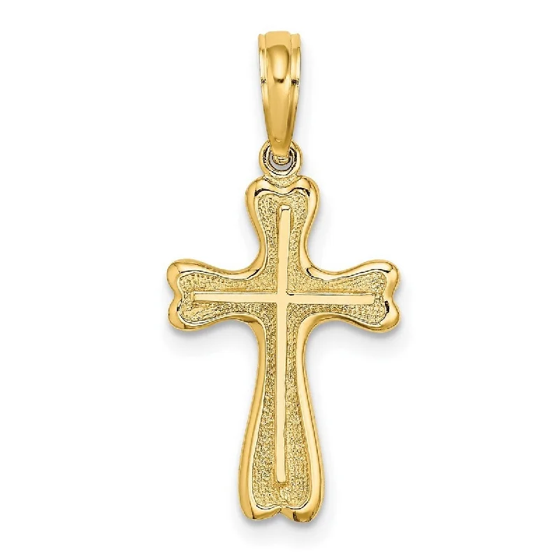 Zodiac sign necklaces-Curata 14k Yellow Gold Large Intricate Fleur de Lis Heart Cross Necklace 36mm x 43mm