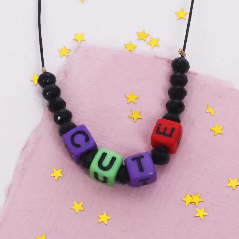 Coil knot necklaces-CUTE LETTERED CHAIN PENDANT NECKLACE