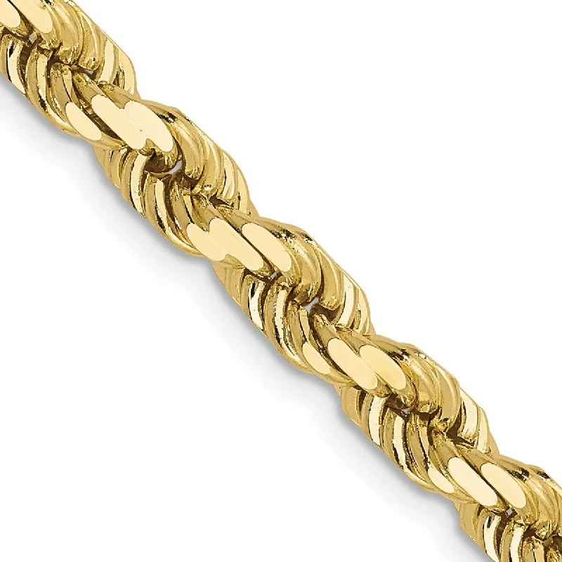 Reef knot bangles-Curata 10k Yellow Gold 8" 5mm Sparkle Cut Rope Chain Bracelet 8 Inch