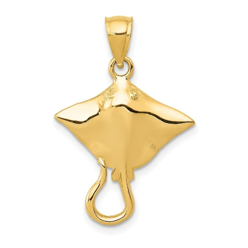 Bright druzy necklaces-Curata 14k Yellow Gold 18" Solid Polished Open back Stingray Pendant Necklace