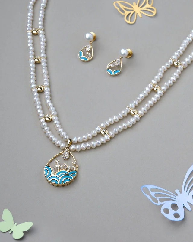 Thick link necklaces-Gorgeous Real Pearl Necklace Set