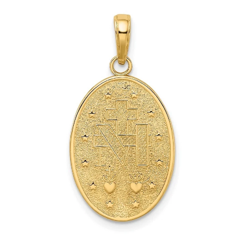 Polished bead necklaces-Curata 14k Yellow Gold18" 21x15mm Miraculous Medal Pendant Necklace