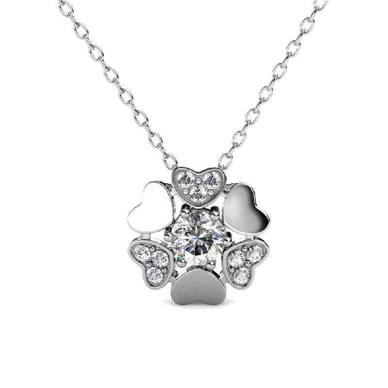 Spirit eye necklaces-Khloe 18k White Gold Heart Pendant Necklace with Round Cut Swarovski Crystal