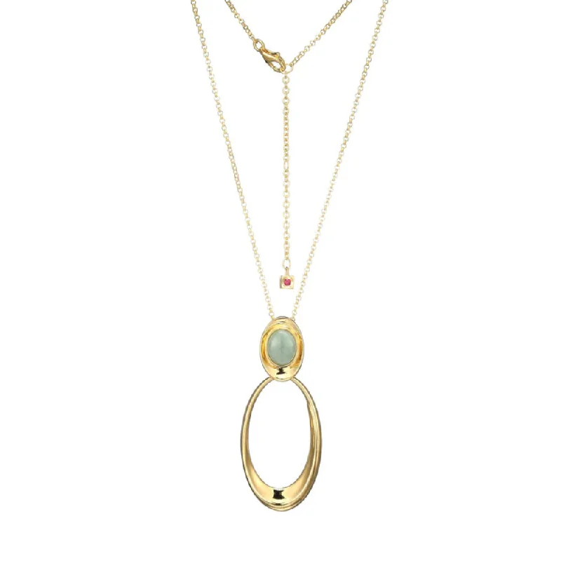 Dainty gem necklaces-Elle Swirl Collection Jade Stone Pendant Necklace