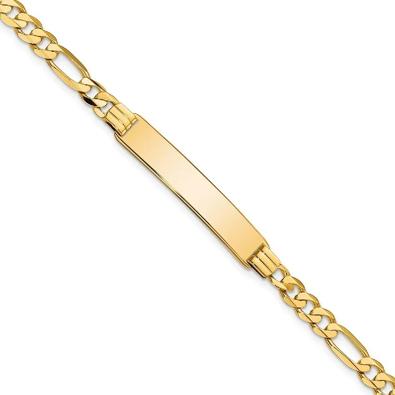 Bead row bangles-Curata 10k Yellow Gold 6.6mm Engravable Figaro Link ID Bracelet