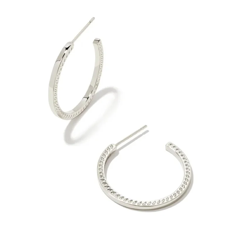 Tide shape earrings-Kendra Scott | Sylvie Small Hoop Earrings in Silver