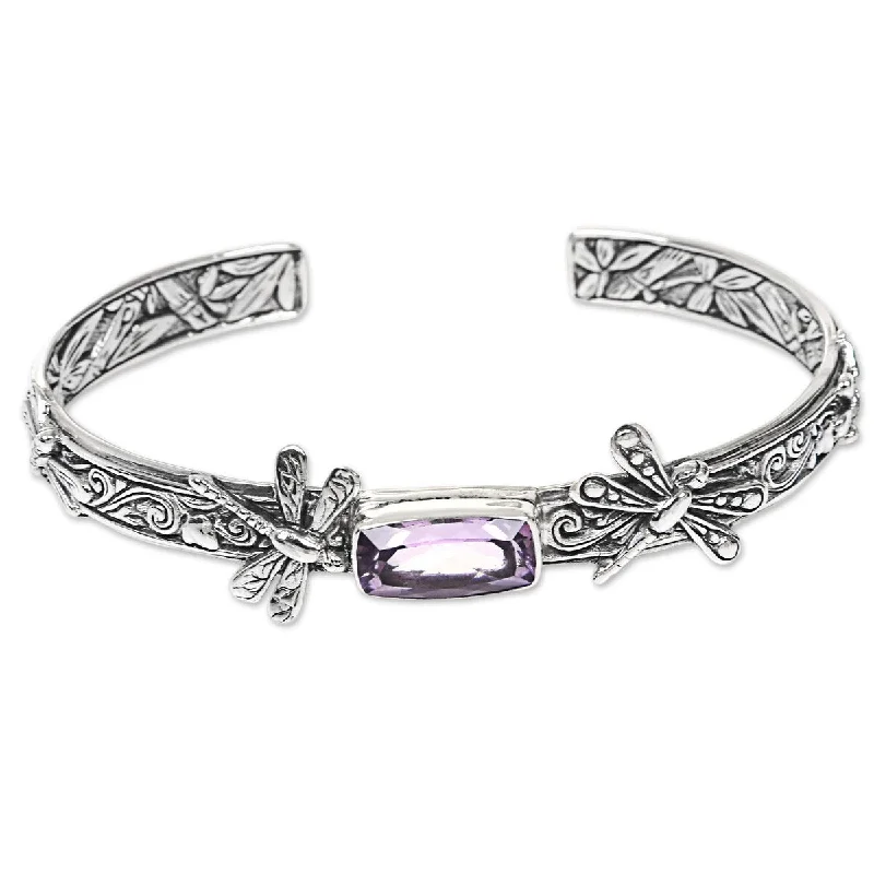 Patina bronze bangles-NOVICA Amid the Dragonflies, Amethyst cuff bracelet