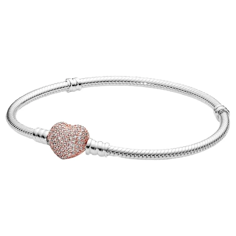 Cedar grain bangles-Donatello Gian Micro Pave Crystal Rose Gold Heart Charm Bracelet