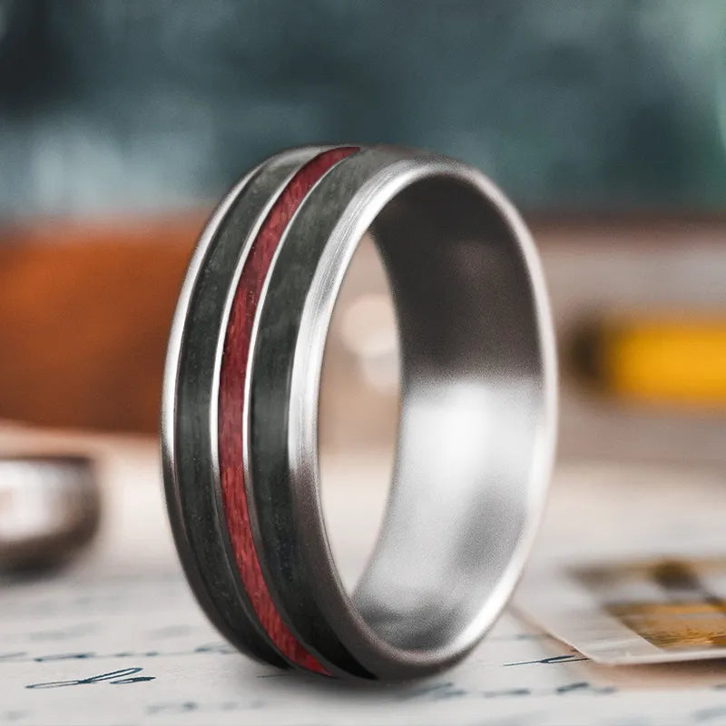 Silk cord rings-Custom Design - 3-Inlay Narrow Center Ring R304z6N9k4RIDm2dEbH5vQUj