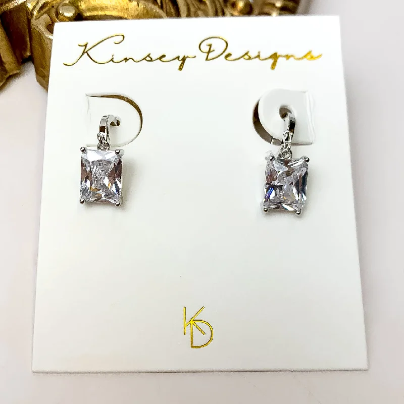 Bead weave earrings-Kinsey Designs | Prism Huggie Silver Earrings with CZ Crystals