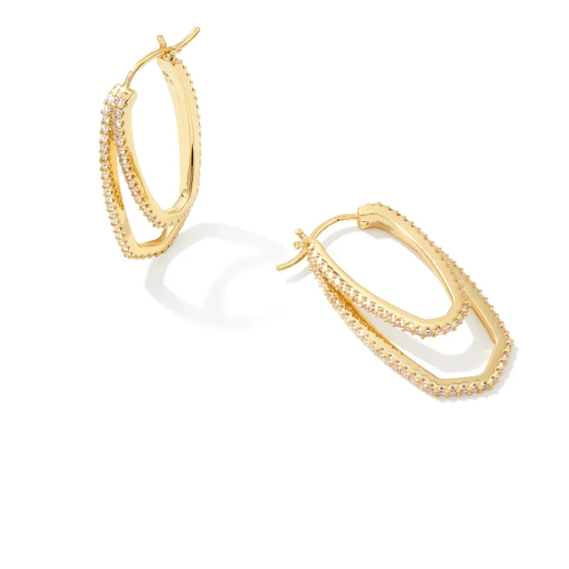 Polished bead earrings-Kendra Scott | Murphy Gold Hoop Earrings in White Crystal