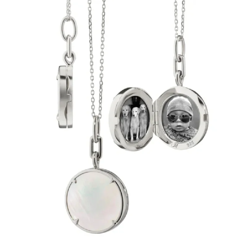 Alloy metal necklaces-Monica Rich Kosann "Brooke" Slim Sterling Silver Locket Necklace