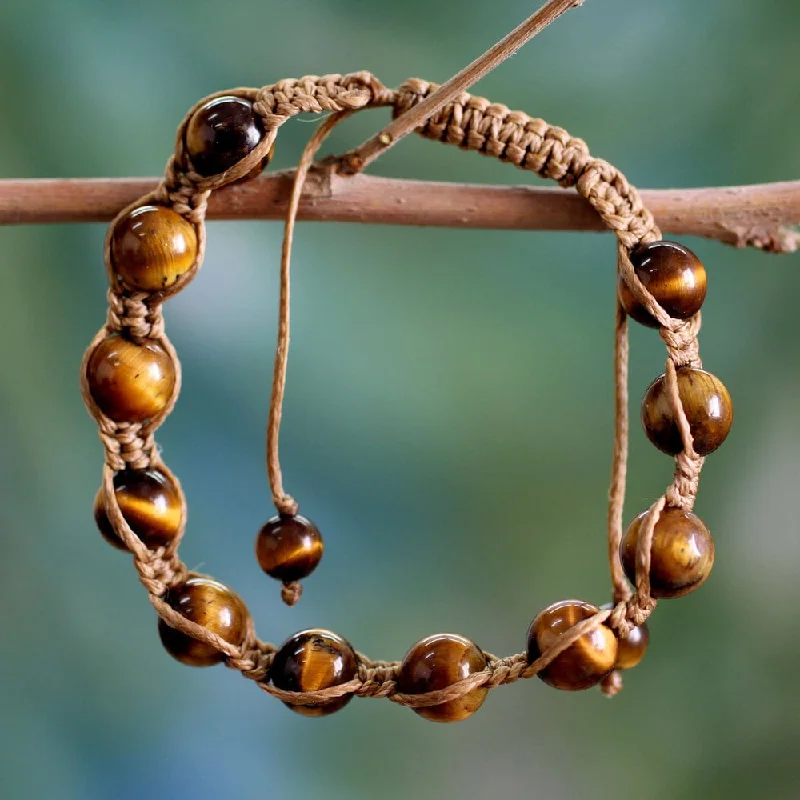 Tiny wing bangles-Cotton 'Oneness' Tiger's Eye Bracelet