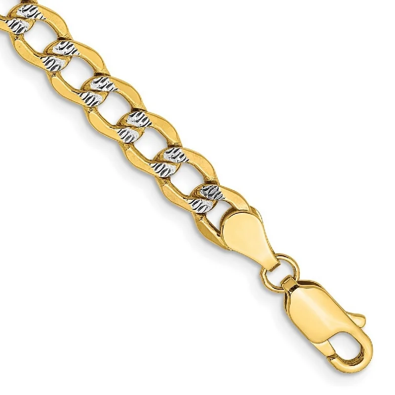 Snap clasp bangles-Curata 14k 5.2mm Semi solid Pave Curb Chain Bracelet