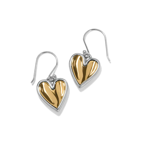 Topaz stud earrings-Brighton | Cascade Heart Reversible French Wire Earrings in Silver and Gold Tone