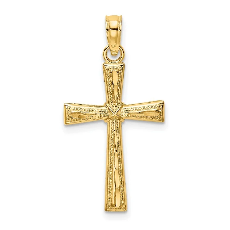 Aged medallion necklaces-Curata 14k Yellow Gold Textured Edge X Center Flared Cross Necklace 16mm x 20.5mm