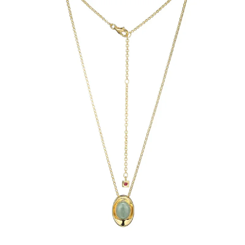 Coiled cord necklaces-Elle Swirl Collection Jade Stone Pendant Necklace