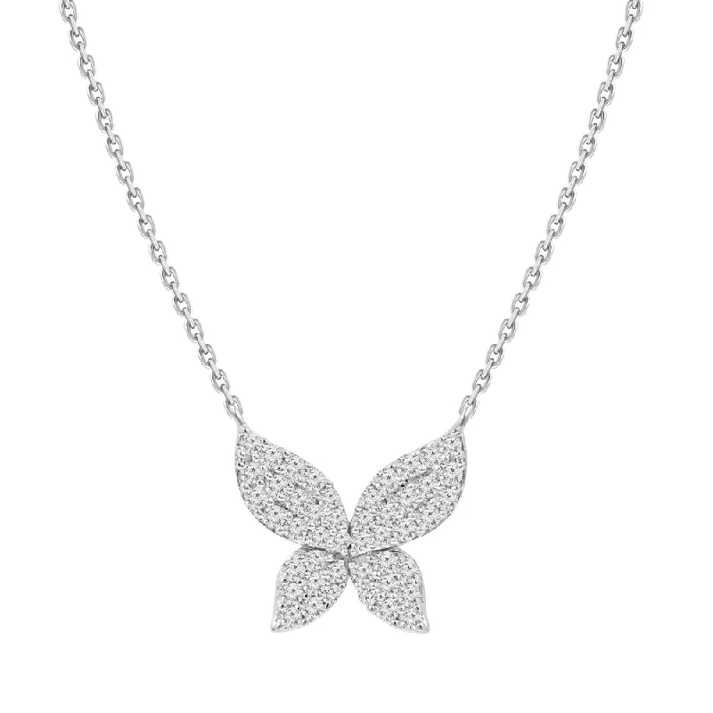 Faith charm necklaces-18k Pave Diamond Butterfly Pendant Necklace