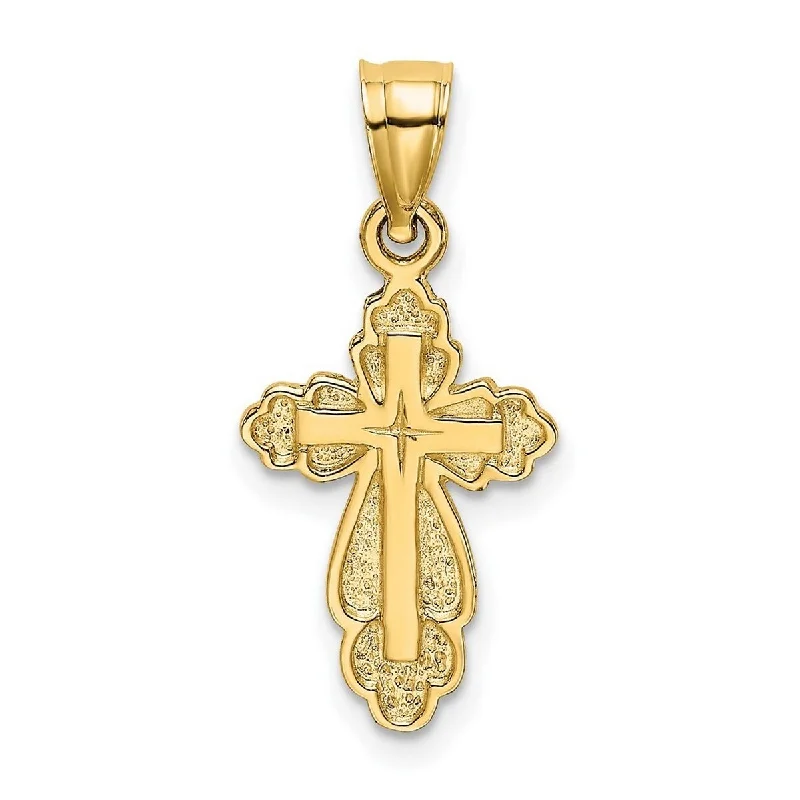 Simple cross necklaces-Curata 14k Yellow Gold Medium Textured Cutout Inside Cross Pendant Necklace 15x20mm