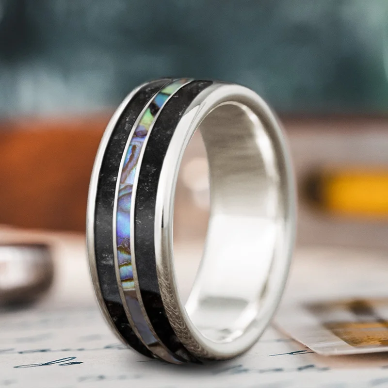 Stone stack rings-Custom Design - 3-Inlay Narrow Center Ring hPL9Hmj7XNA7iI7x6g7fkzC3