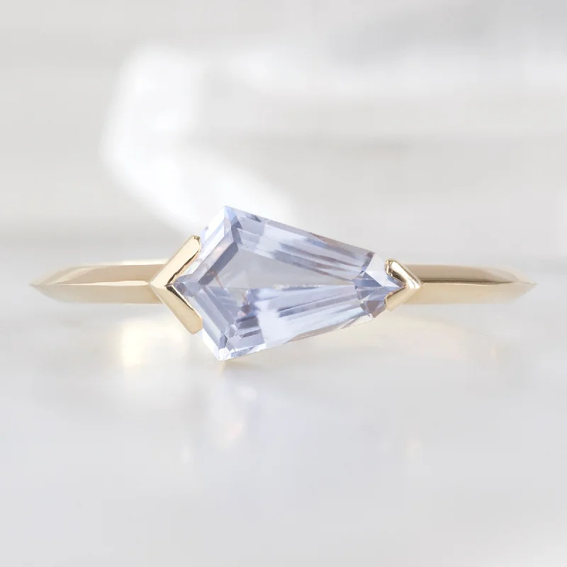 Retro gold engagement rings-The Sage Ring | 0.97ct Geometric Periwinkle Sapphire in 14K Yellow Gold