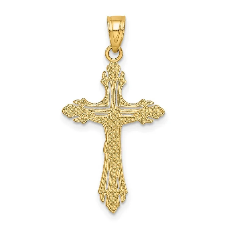 Smooth pendant necklaces-Curata 14k Yellow Gold Solid Polished 18" Sparkle-Cut Crucifix Pendant Necklace - 22x15mm