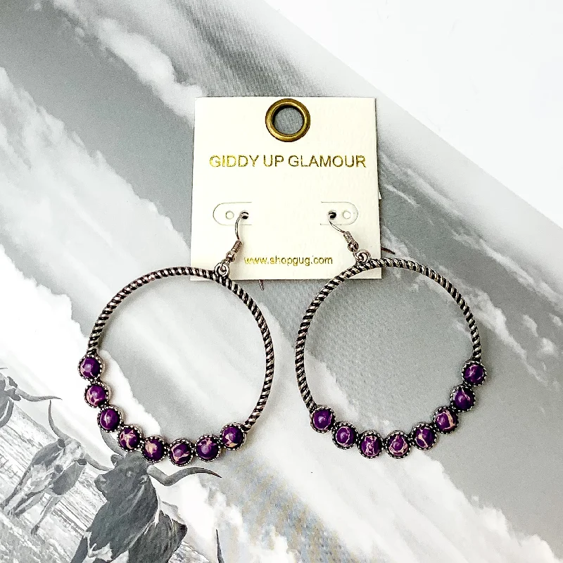 Cultured pearl earrings-Forever Twisted Hoop Earrings with Stones in Purple