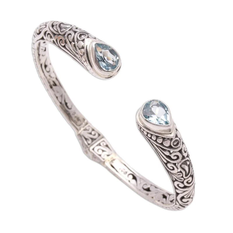 Victorian style bangles-NOVICA Balinese Terrace, Blue topaz cuff bracelet