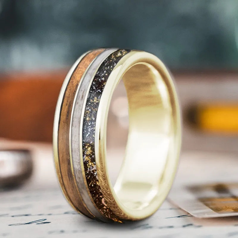 Loop band rings-Custom Design - 3-Inlay Narrow Center Ring IOe_Dw4I_iIrF_hOBXd7cLtZ