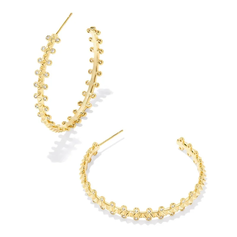 Sleek art earrings-Kendra Scott | Jada Gold Hoop Earrings in White Crystal