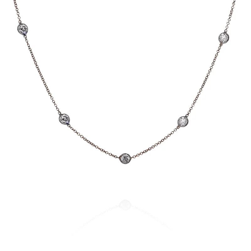 Quirky bead necklaces-Estate 18k Rose Gold 18" Diamonds By the Yard Necklace