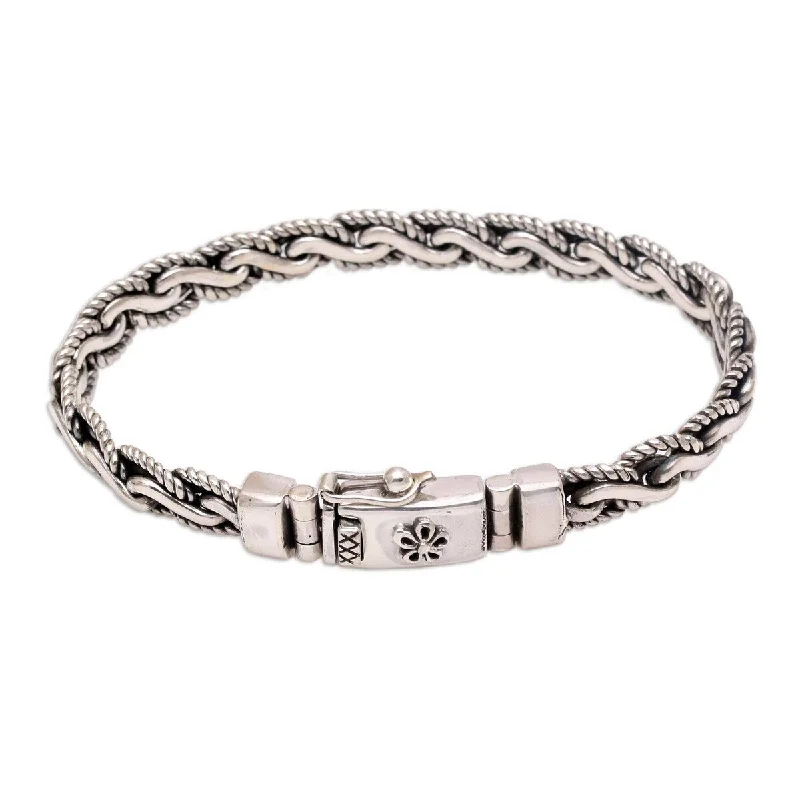 High shine bangles-NOVICA True Unity, Sterling silver chain bracelet