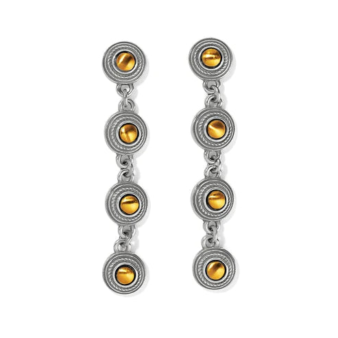 Fine bead earrings-Brighton | Monete Link Post Drop Earrings in Gold and Silver Tone